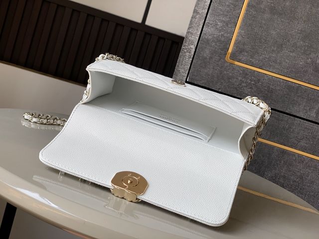 CC original grained calfskin flap phone holder AP3238 white