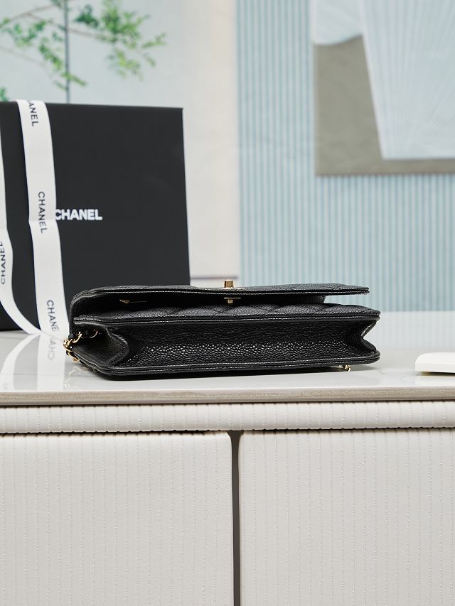 CC original grained calfskin wallet on chain AP4241 black