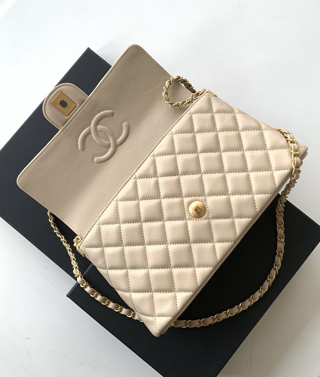 CC original lambskin medium top handle flap bag AS5356 beige
