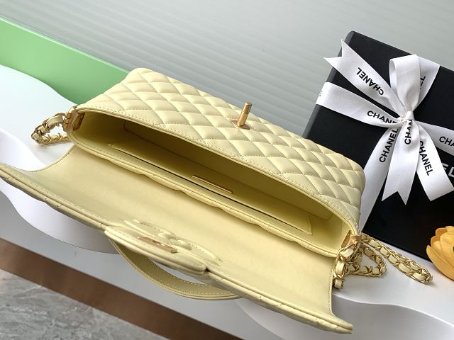 CC original lambskin medium top handle flap bag AS5356 yellow