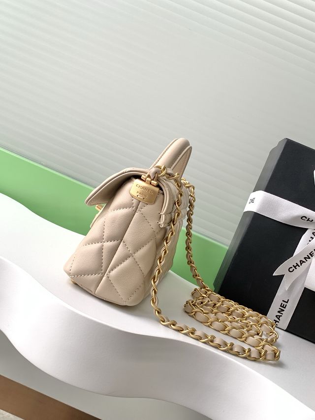 CC original lambskin mini top handle flap bag AS5354 beige