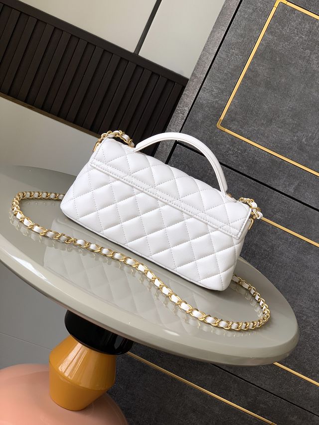 CC original lambskin mini top handle flap bag AS5354 white