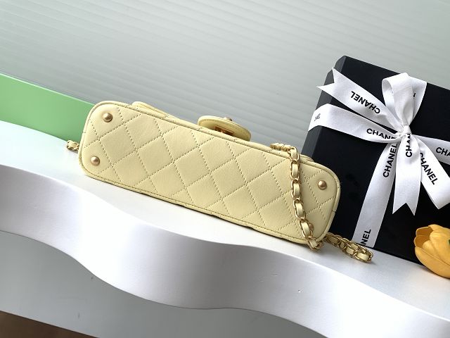 CC original lambskin mini top handle flap bag AS5354 yellow