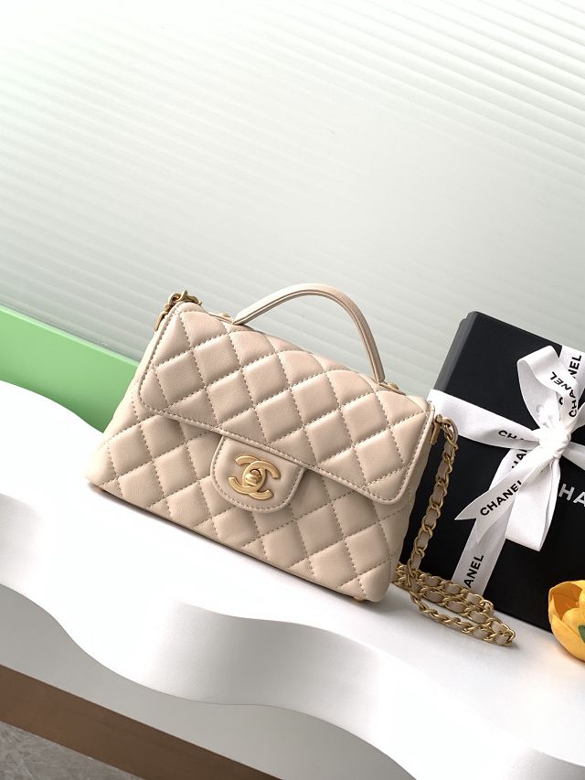 CC original lambskin small top handle flap bag AS5355 beige