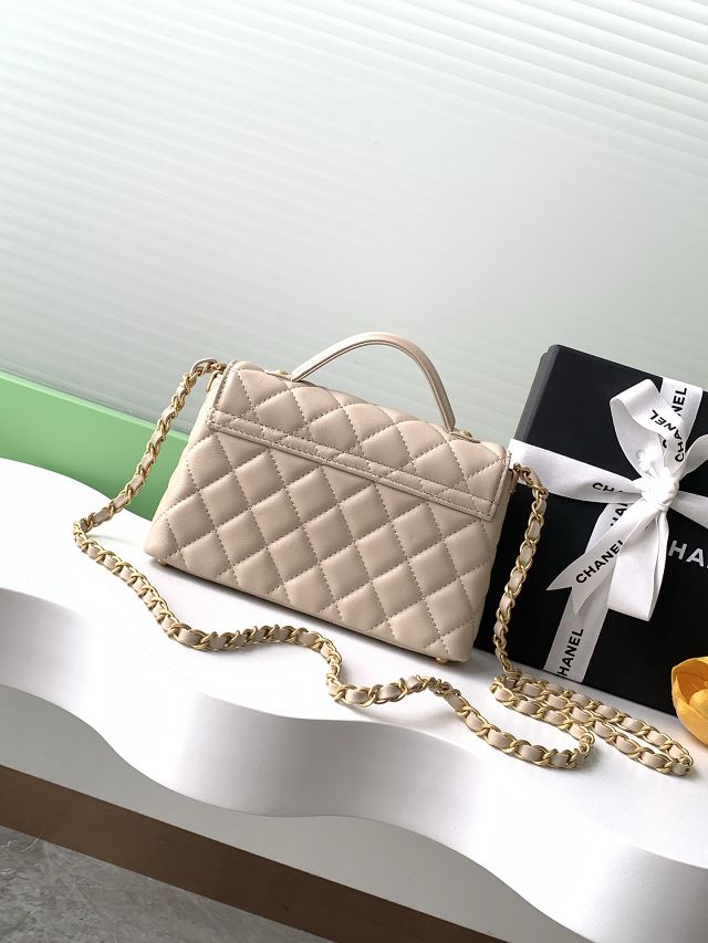 CC original lambskin small top handle flap bag AS5355 beige