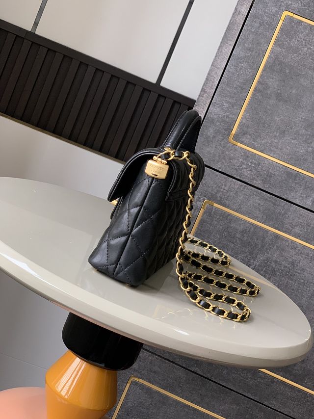 CC original lambskin small top handle flap bag AS5355 black