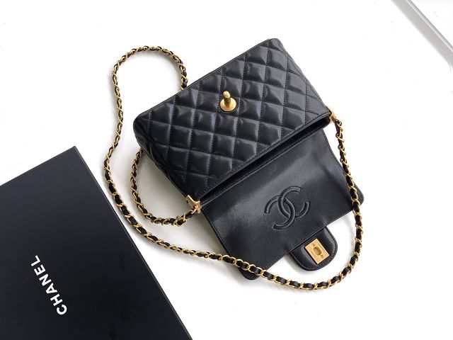 CC original lambskin small top handle flap bag AS5355 black