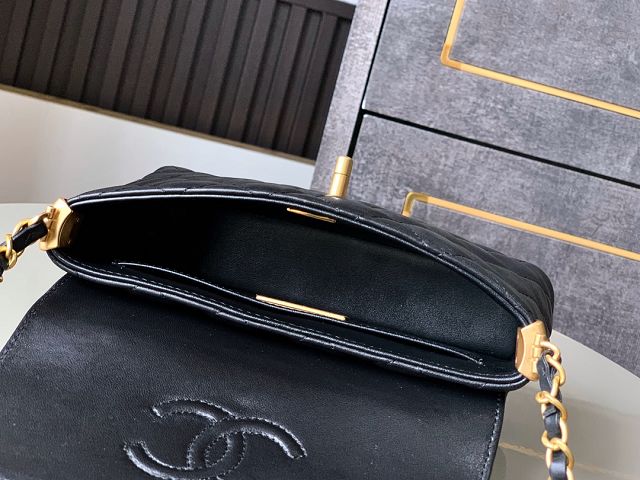 CC original lambskin small top handle flap bag AS5355 black