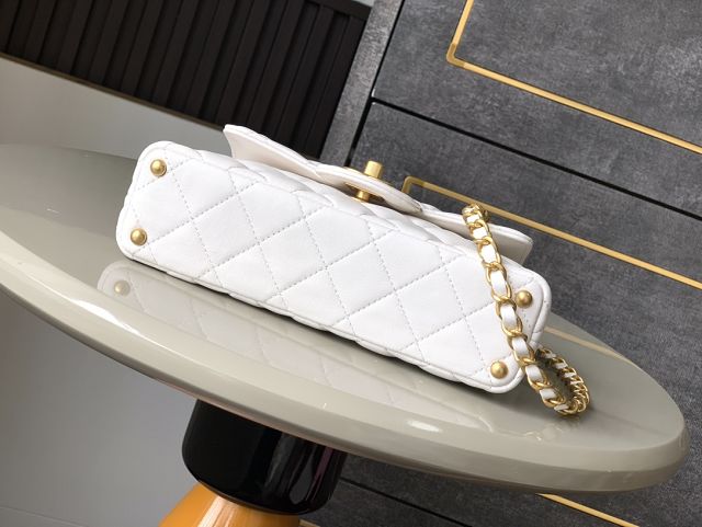 CC original lambskin small top handle flap bag AS5355 white