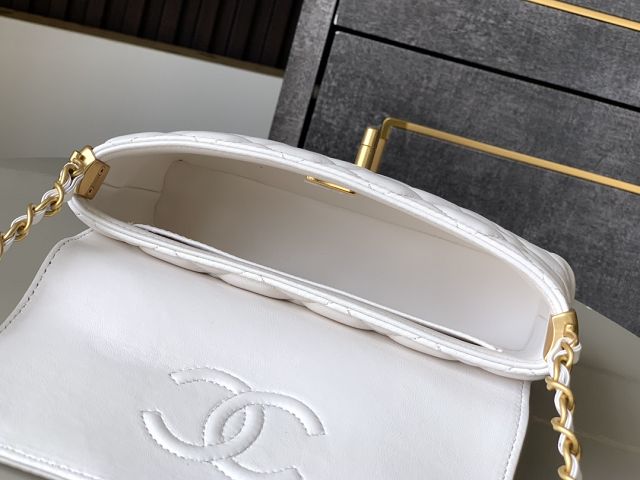 CC original lambskin small top handle flap bag AS5355 white
