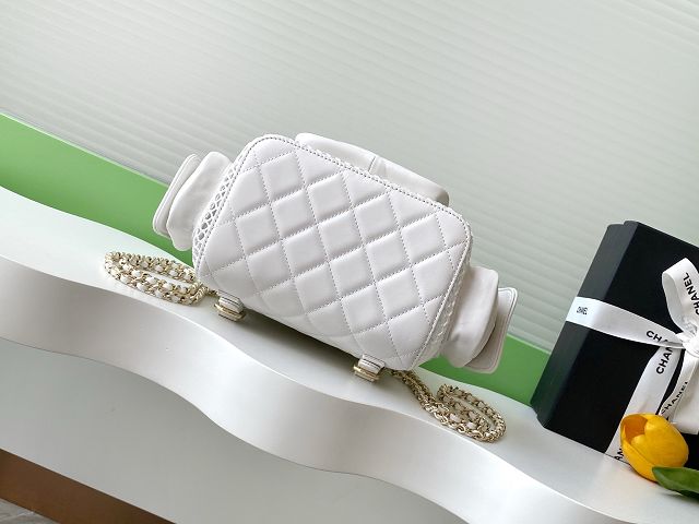 CC original mesh&lambskin medium backpack AS5484 white