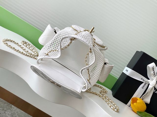 CC original mesh&lambskin medium backpack AS5484 white