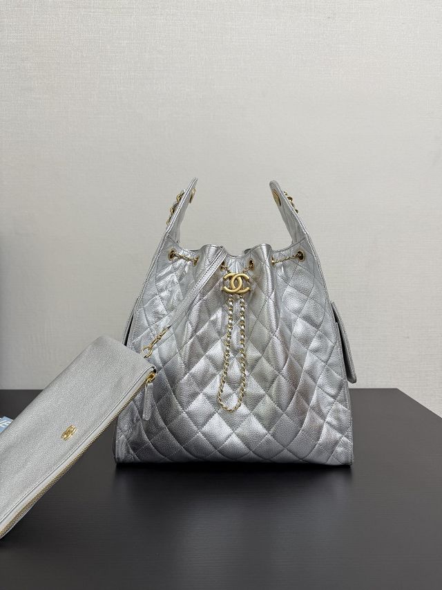 CC original grained calfskin 25 medium handbag AS5311 silver