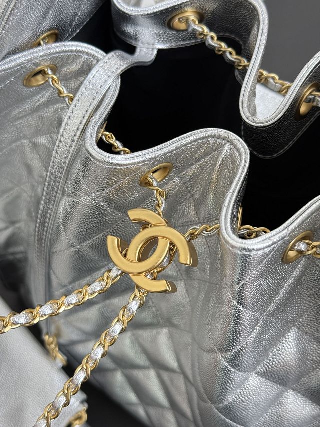 CC original grained calfskin 25 medium handbag AS5311 silver