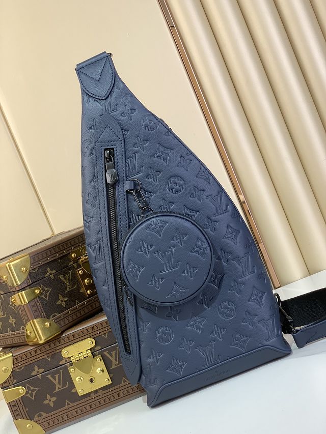 Louis vuitton original calfskin duo slingbag M24467 dark blue