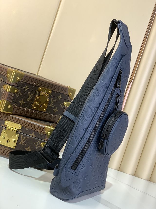 Louis vuitton original calfskin duo slingbag M24467 dark blue