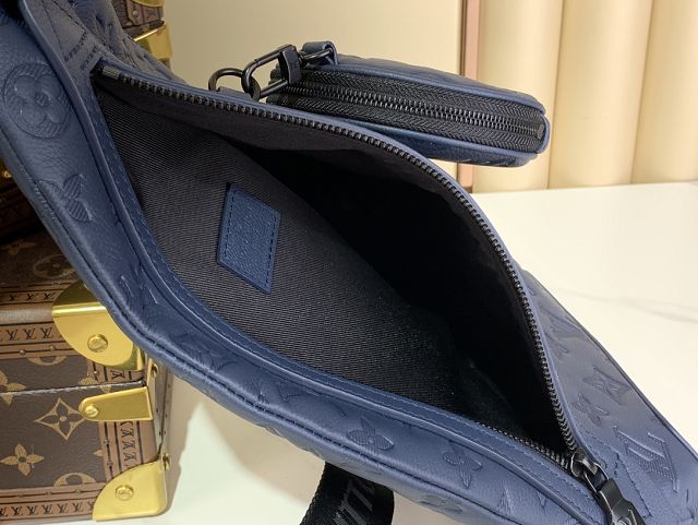 Louis vuitton original calfskin duo slingbag M24467 dark blue