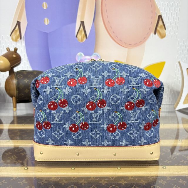 Louis vuitton original denim cosmetic pouch GM M13893 blue