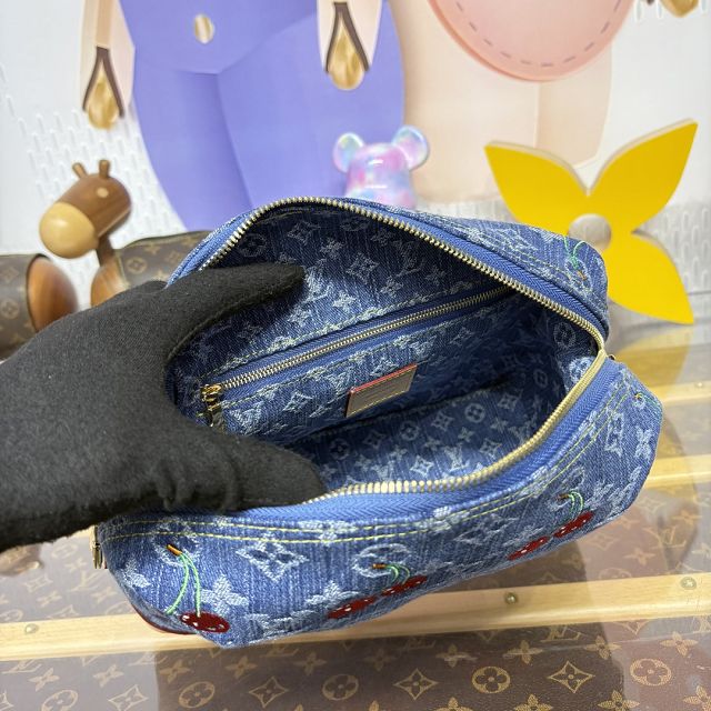 Louis vuitton original denim cosmetic pouch GM M13893 blue