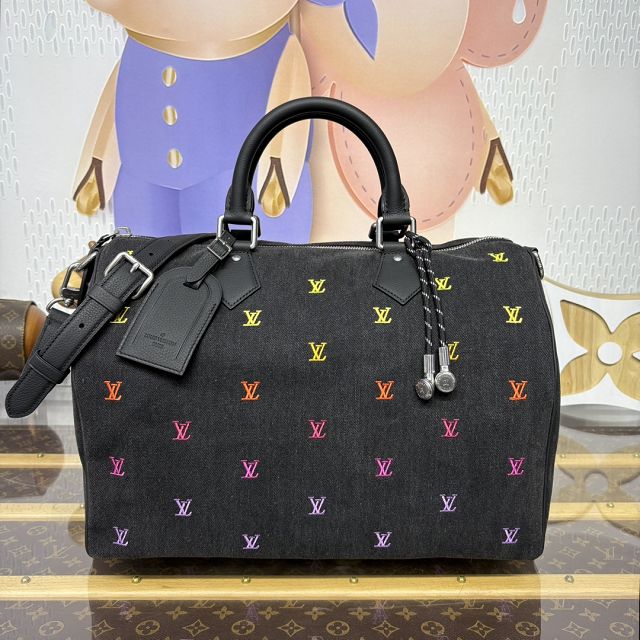Louis vuitton original denim speedy 40 M14136 black