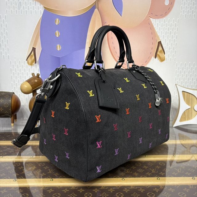 Louis vuitton original denim speedy 40 M14136 black