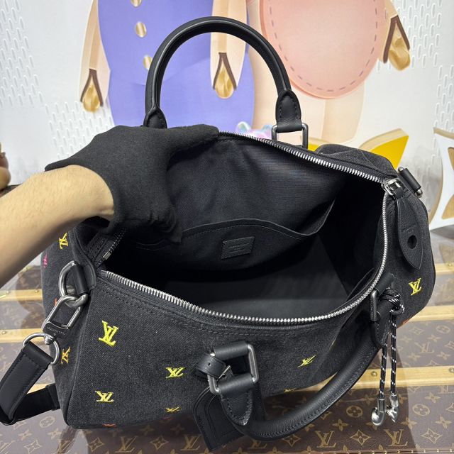 Louis vuitton original denim speedy 40 M14136 black