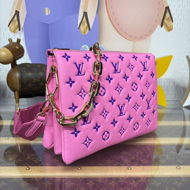 Louis vuitton original lambskin coussin pm bag M57790 rose red