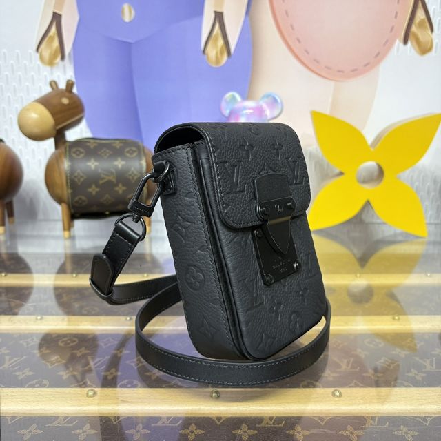 Louis vuitton original calfskin s-lock vertical wearable wallet M81524 black