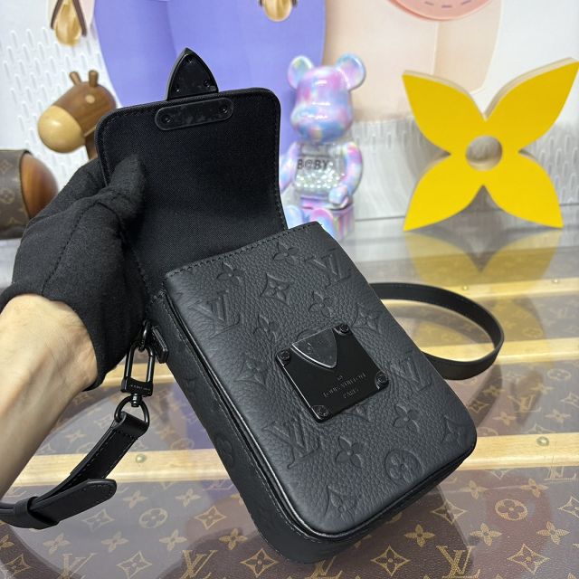 Louis vuitton original calfskin s-lock vertical wearable wallet M81524 black