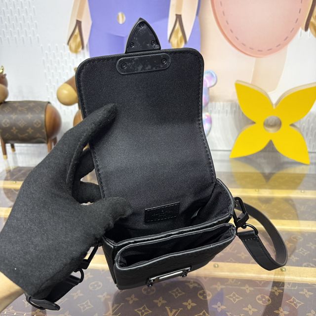 Louis vuitton original calfskin s-lock vertical wearable wallet M81524 black