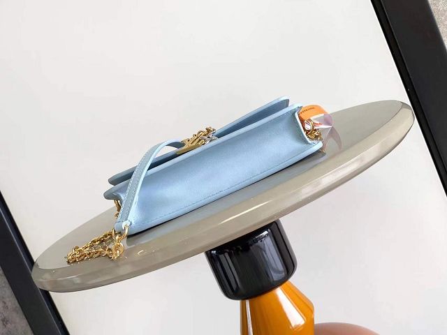 Louis vuitton original calfskin wallet on chain bloom M14547 blue