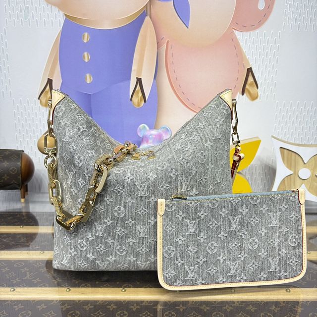 Louis vuitton original denim coussin hobo MM M13390 grey