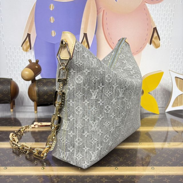 Louis vuitton original denim coussin hobo MM M13390 grey