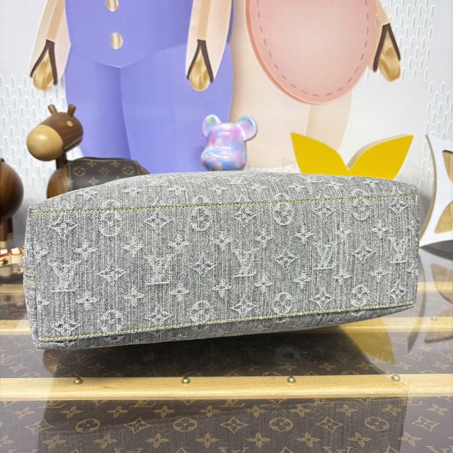Louis vuitton original denim coussin hobo MM M13390 grey