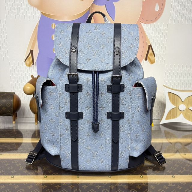 Louis vuitton original monogram canvas christopher backpack mm M14676 blue