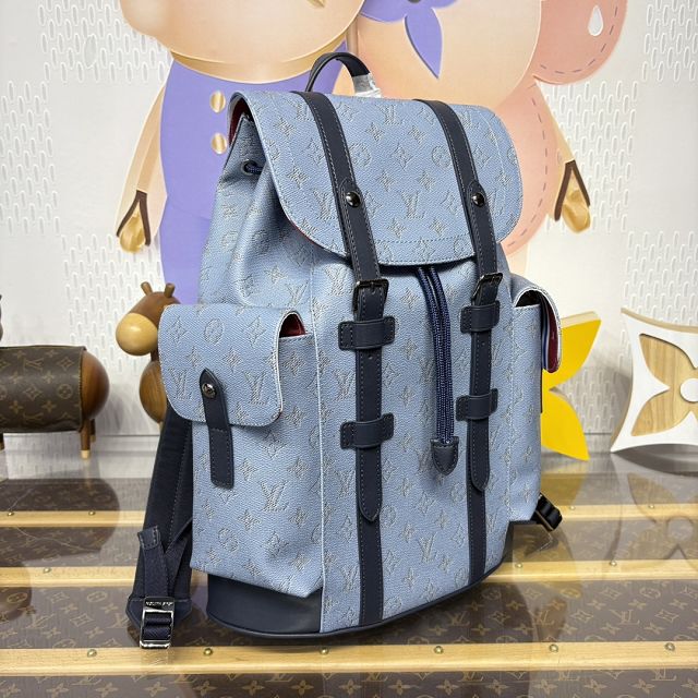 Louis vuitton original monogram canvas christopher backpack mm M14676 blue