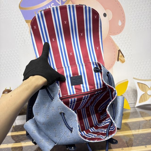 Louis vuitton original monogram canvas christopher backpack mm M14676 blue