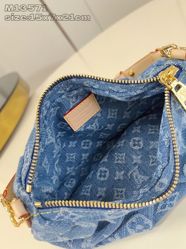 Louis vuitton original denim pochette valley handbag M13571 blue
