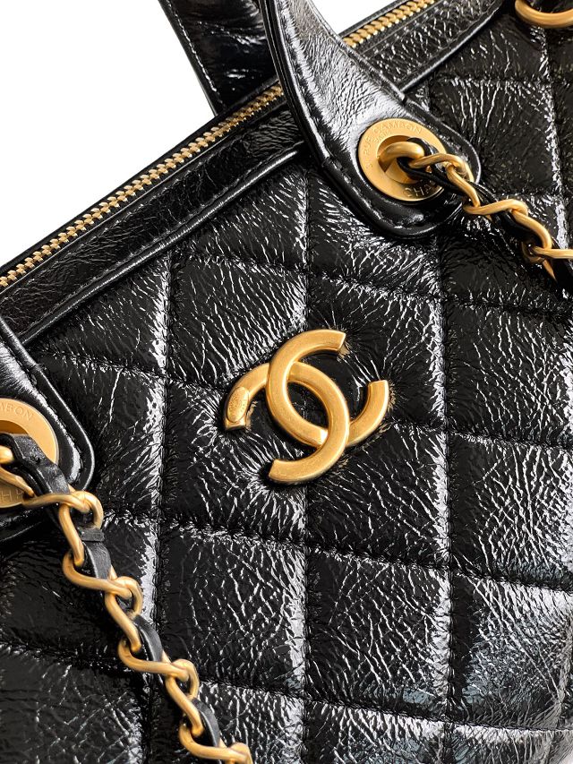 CC original crumpled calfskin large bowling bag AS5579 black