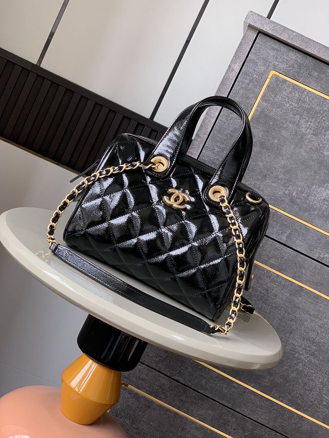 CC original crumpled calfskin small bowling bag AS5578 black