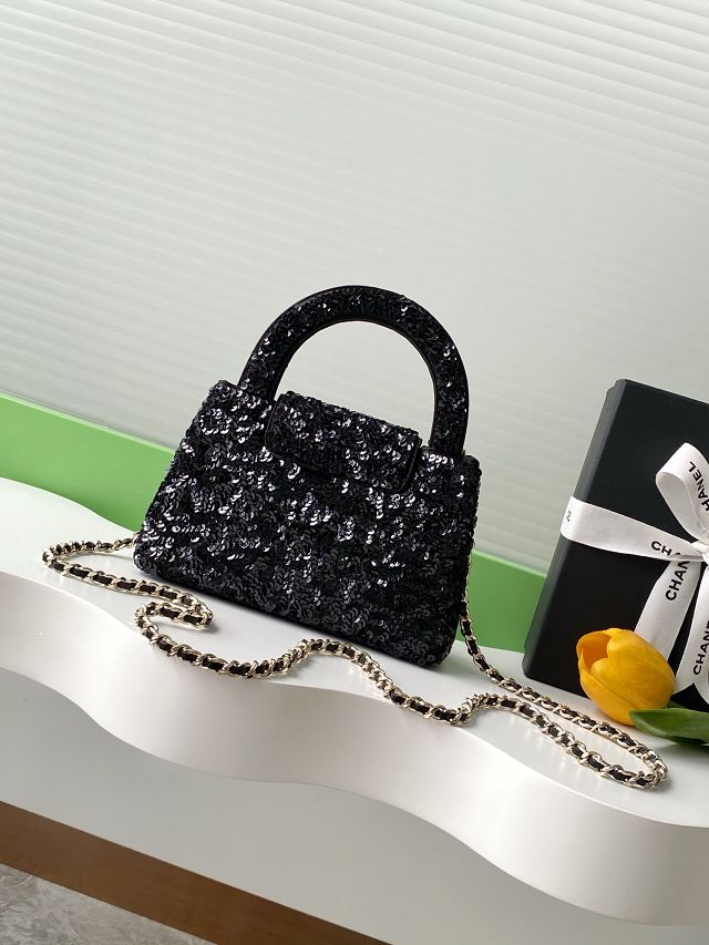CC sequins mini shopping bag AS4416 black