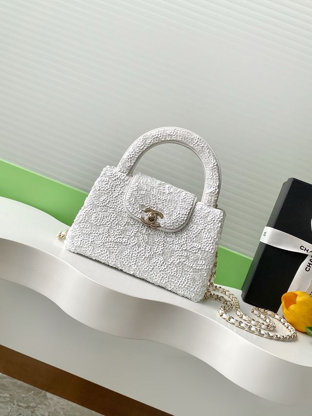 CC sequins mini shopping bag AS4416 white
