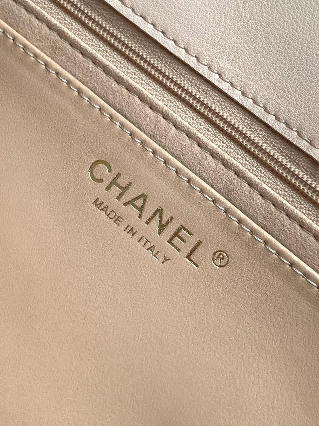 CC original calfskin large top handle flap bag AS5447 beige