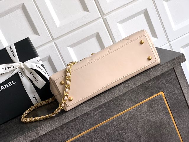 CC original calfskin medium top handle flap bag AS5467 beige