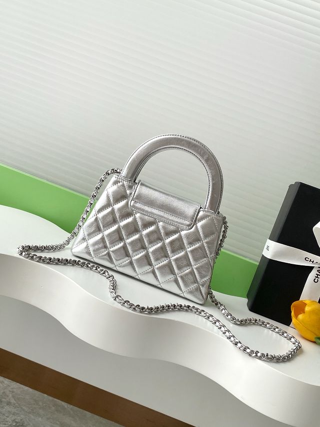 CC original calfskin mini shopping bag AS4416 silver
