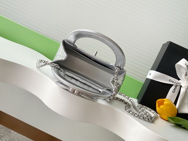 CC original calfskin mini shopping bag AS4416 silver