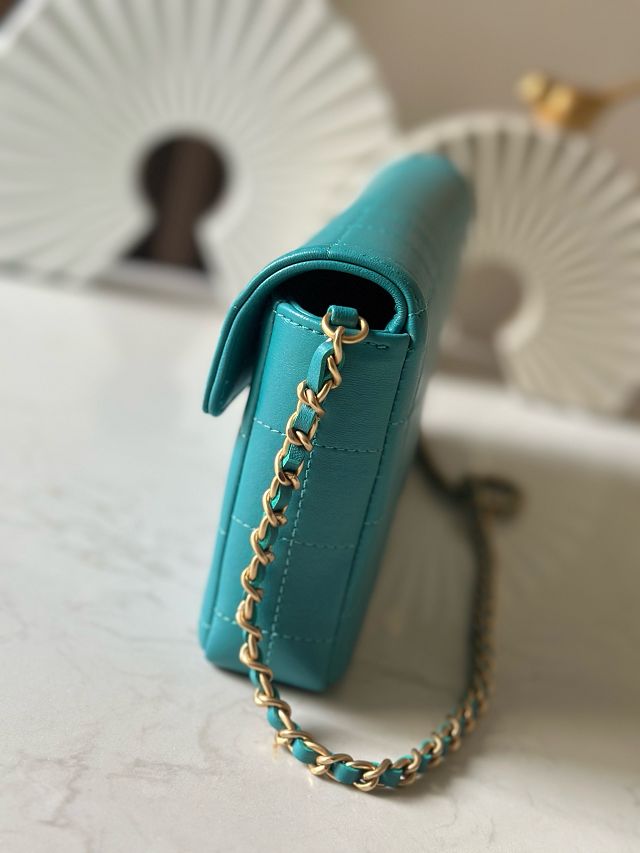 CC original lambskin clutch with chain AP3314 blue