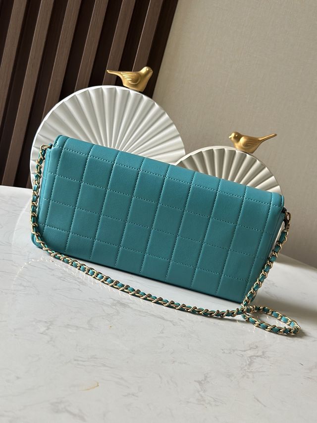 CC original lambskin clutch with chain AP3314 blue