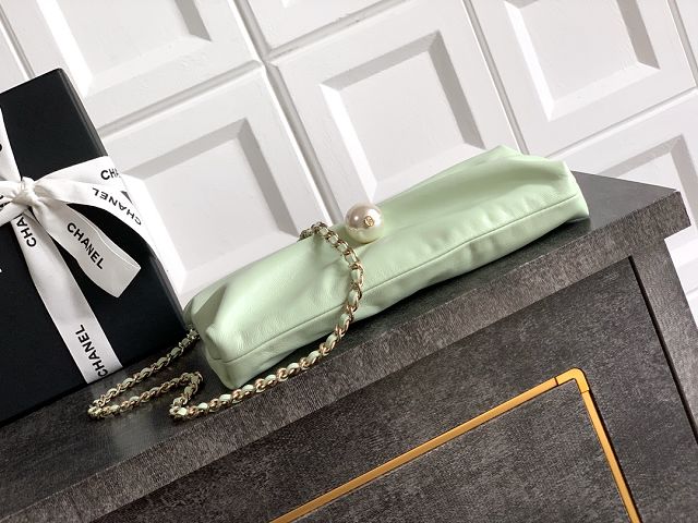 CC original lambskin clutch with chain AP4613 light green