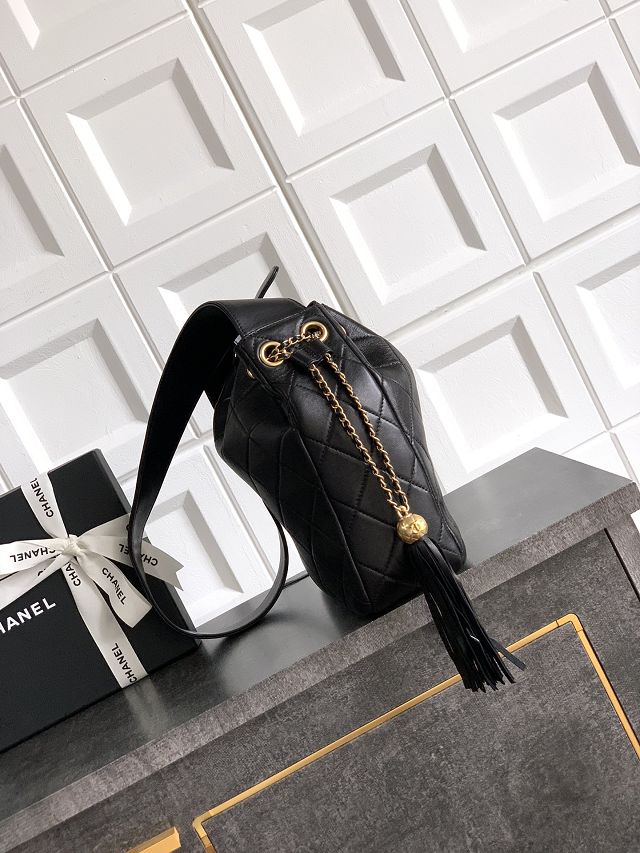 CC original lambskin drawstring bag AS5499 black